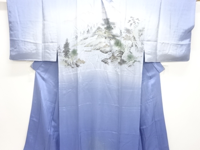 JAPANESE KIMONO / ANTIQUE MENS JUBAN / SILK / SCENERY OF COUNTRYSIDE